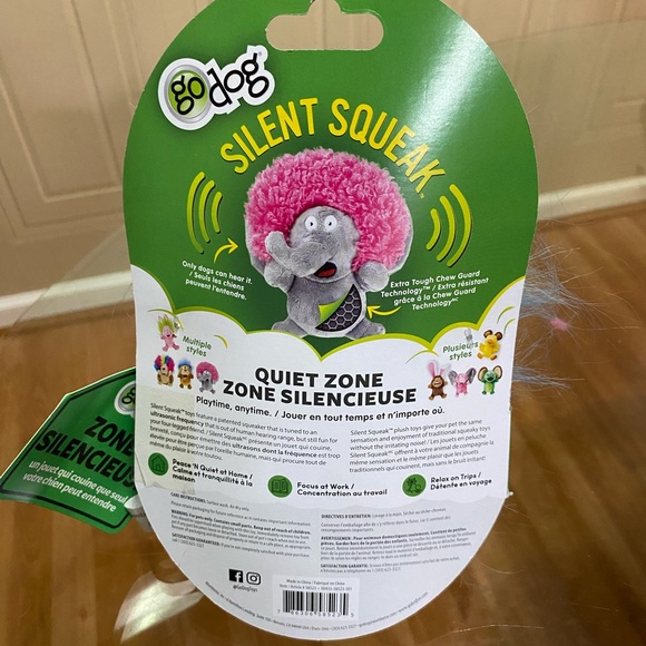 - - Brand New GoDog Crazy Hair ElephantWith Silent Squeaker inside 9” - Picture 5 of 7